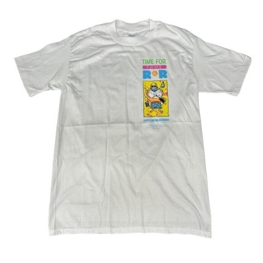 Time For Some R&R Rays & Relaxation Vintage Graphic T-Shirt L Shoebox Greetings